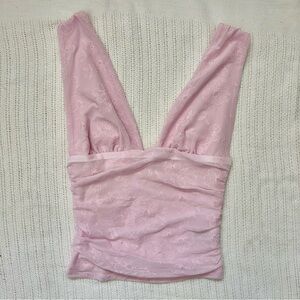 Garage Light Pink Mesh Top